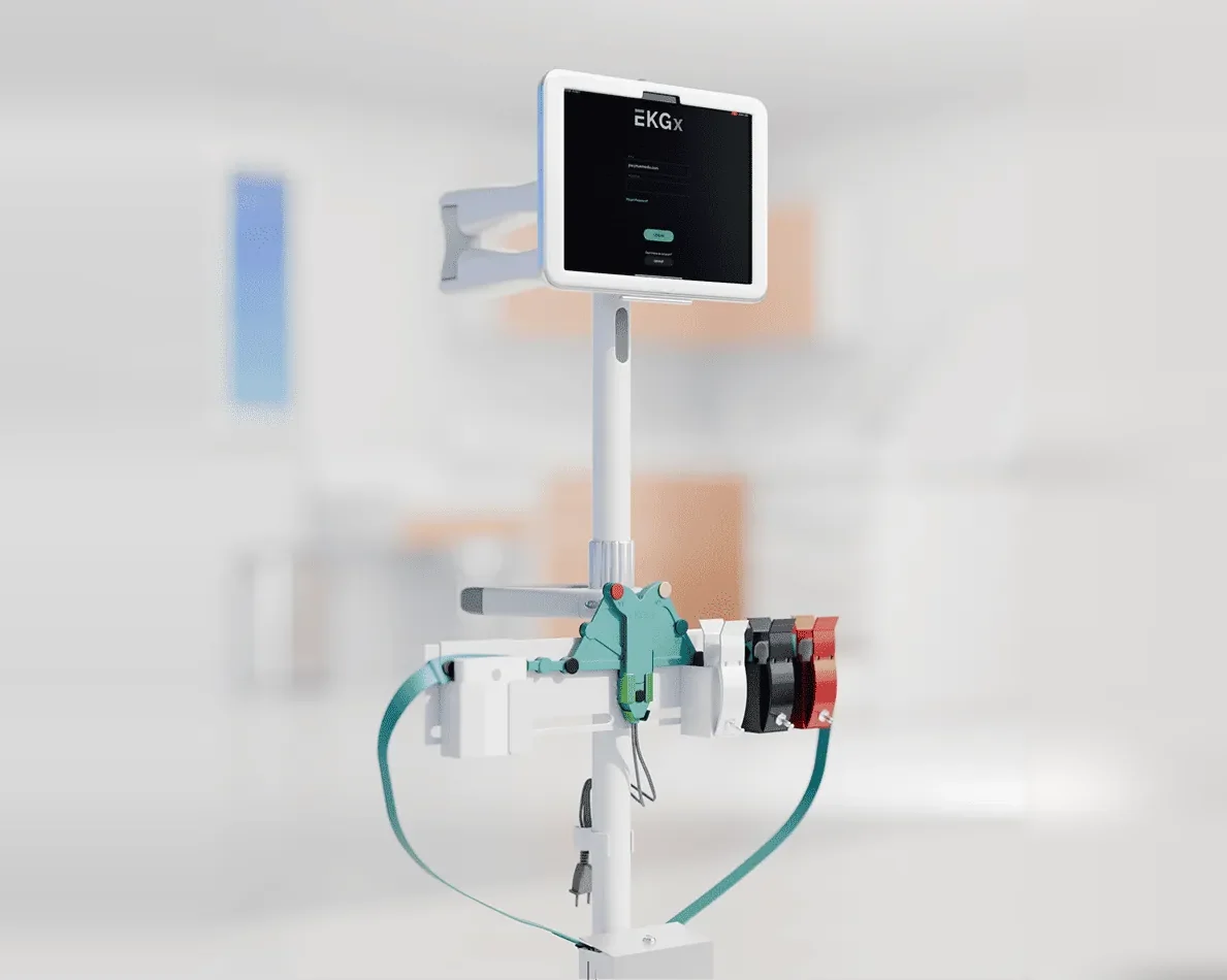 EKGx cart with tablet and adaptive 12-lead belt
