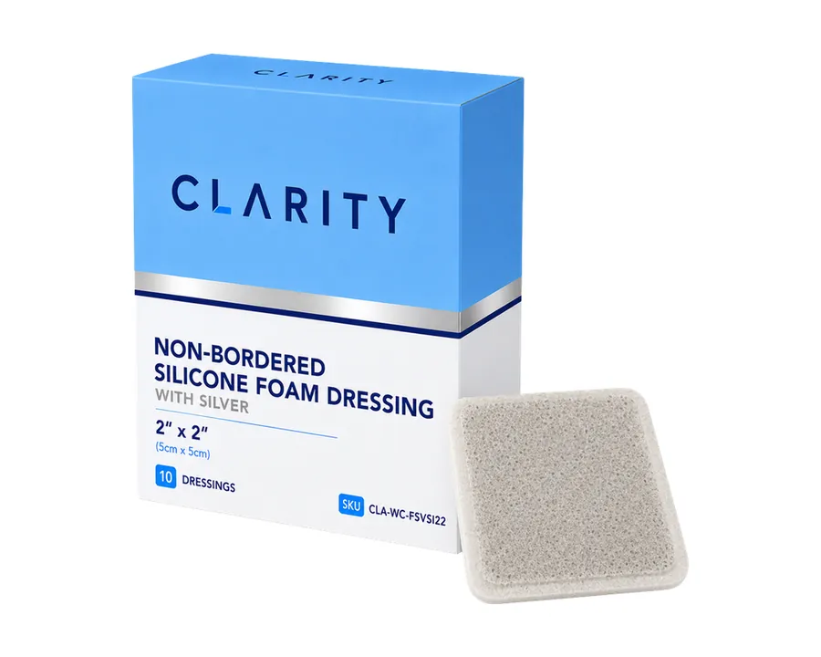 Non-Bordered Silicone Foam Dressing with Silver